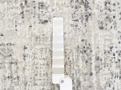 Grey 2'5" x 8'0" Modern / Contemporary Hand knotted Wool Rug - Sku: O062915