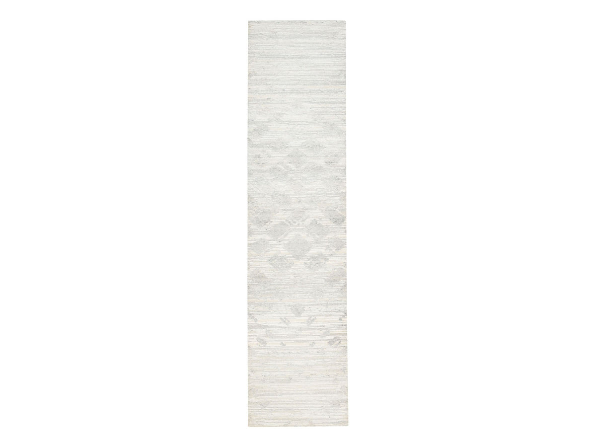 Modern / Contemporary hand-knotted wool runner in Gray, 2'7" x 12' — SKU O062919