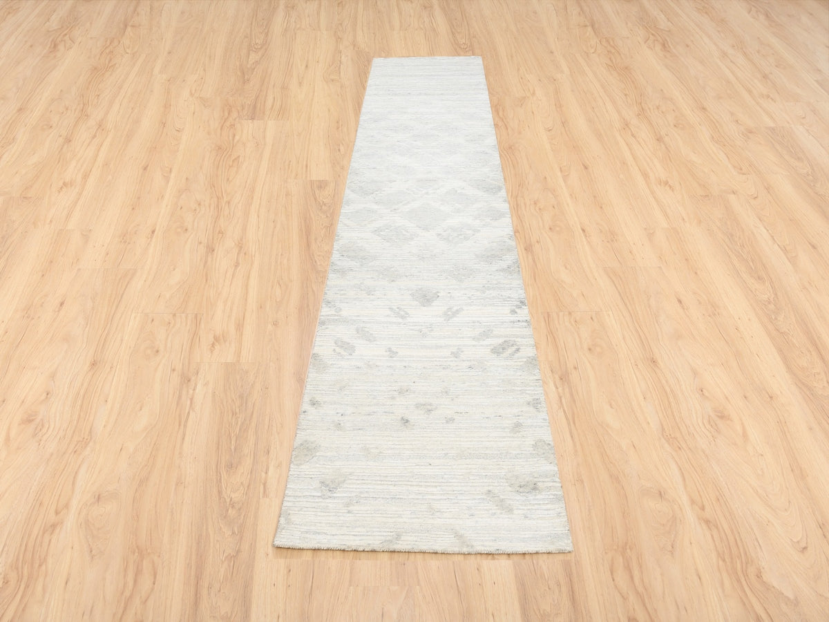 Modern / Contemporary hand-knotted wool runner in Gray, 2'7" x 12' — SKU O062919 (view 2)