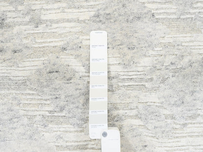 Grey 2'7" x 12'0" Modern / Contemporary Hand knotted Wool Rug - Sku: O062919