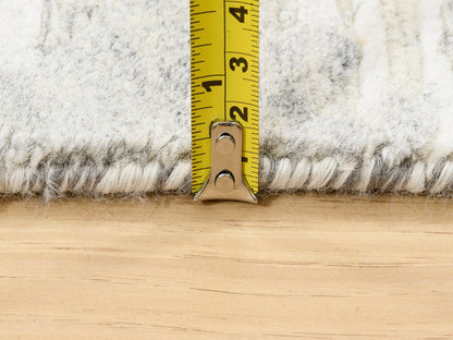 Grey 2'7" x 12'0" Modern / Contemporary Hand knotted Wool Rug - Sku: O062919