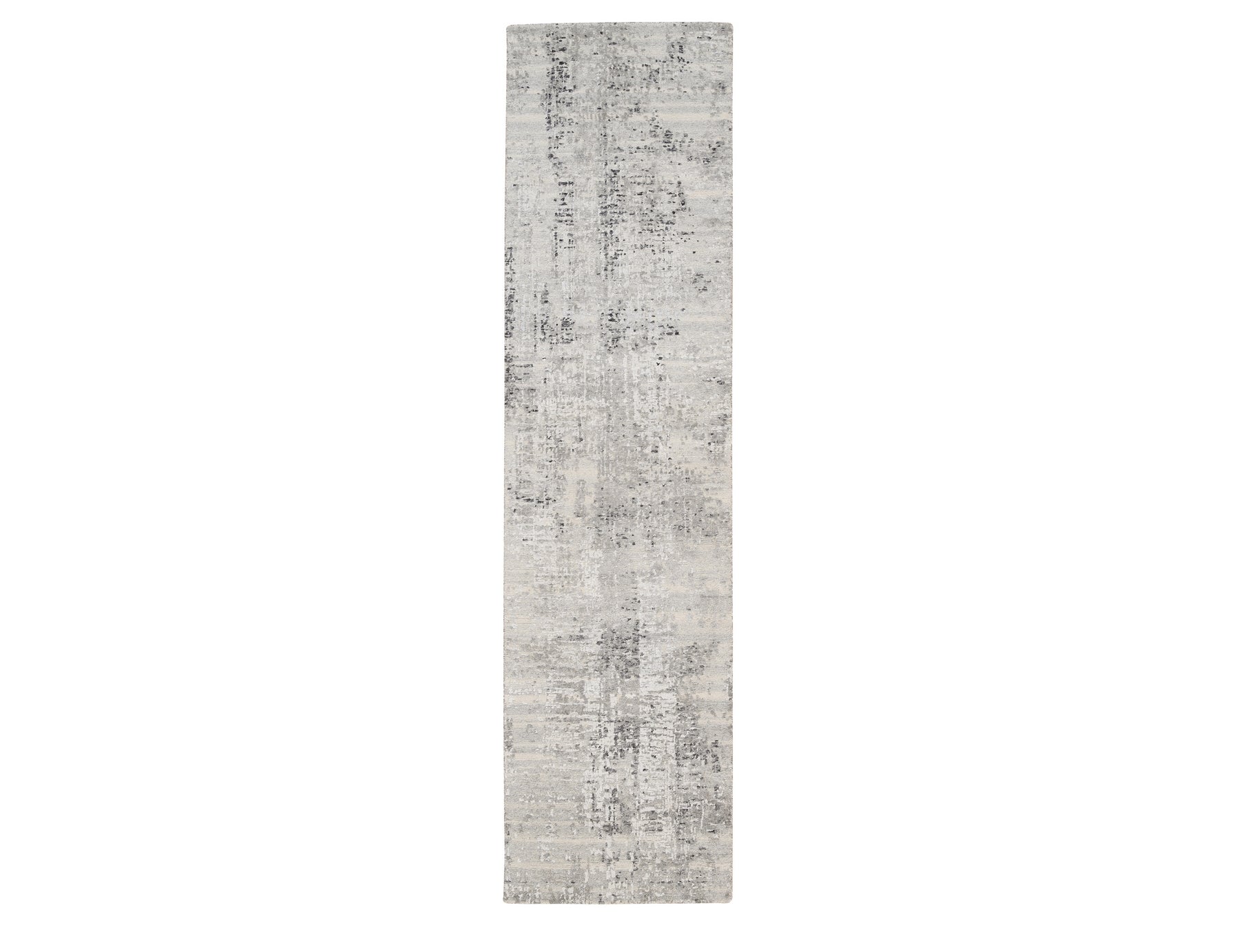 Gray 2'5" x 10'0" Modern / Contemporary Hand knotted Wool Rug - Sku: O062921