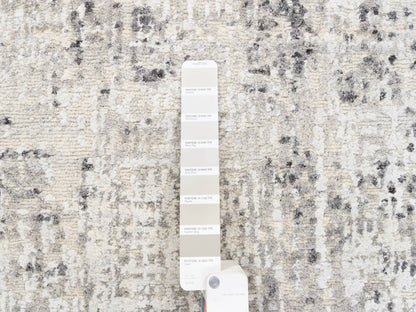 Grey 2'5" x 10'0" Modern / Contemporary Hand knotted Wool Rug - Sku: O062921