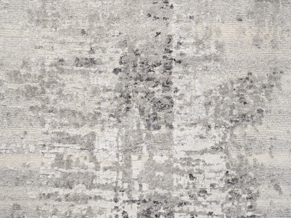 Grey 2'5" x 10'0" Modern / Contemporary Hand knotted Wool Rug - Sku: O062921