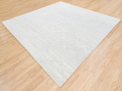 Grey 9'10" x 10'0" Modern / Contemporary Hand knotted Wool Rug - Sku: O062924