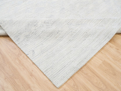 Grey 9'10" x 10'0" Modern / Contemporary Hand knotted Wool Rug - Sku: O062924