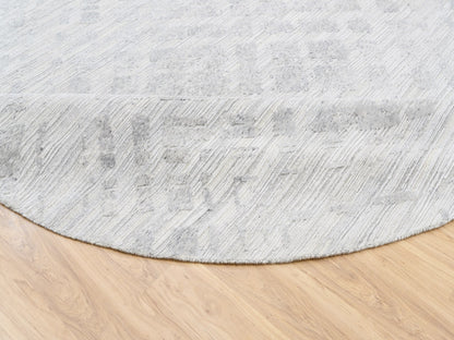 Grey 11'10" x 11'10" Modern / Contemporary Hand knotted Wool Rug - Sku: O062932