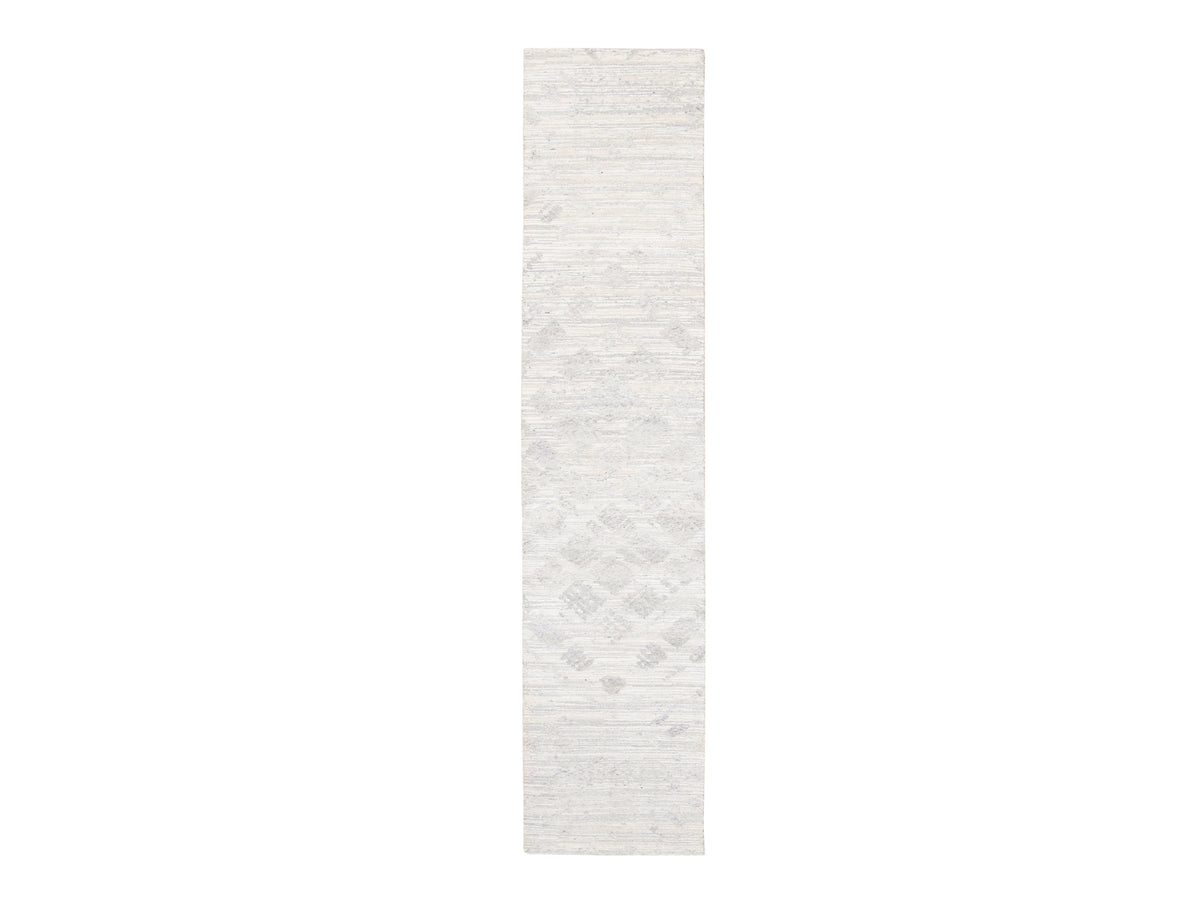 Modern / Contemporary hand-knotted wool runner in Gray, 2'6" x 12' — SKU O062938