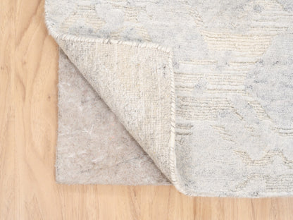 Grey 2'6" x 12'0" Modern / Contemporary Hand knotted Wool Rug - Sku: O062938