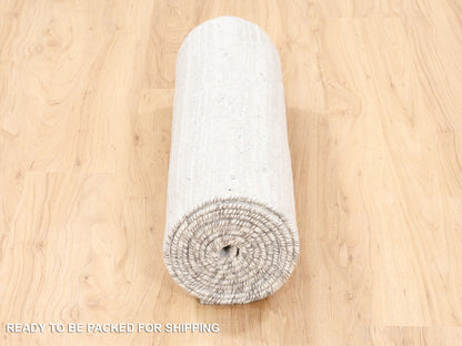 Grey 2'6" x 12'0" Modern / Contemporary Hand knotted Wool Rug - Sku: O062938