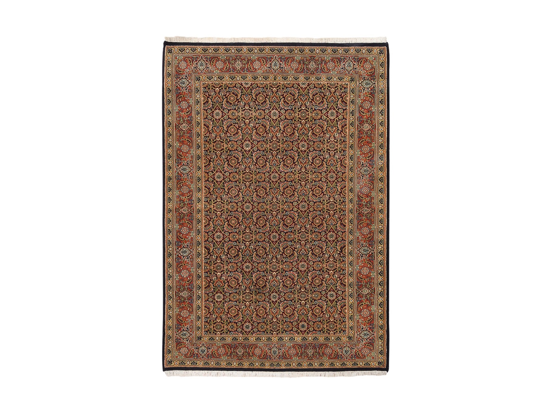 Herati Fine Oriental hand-knotted wool rug in Black & Red, 4'2" x 6'3" — SKU O062978