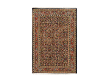 Herati Fine Oriental hand-knotted wool rug in Black & Red, 4'2" x 6'3" — SKU O062978