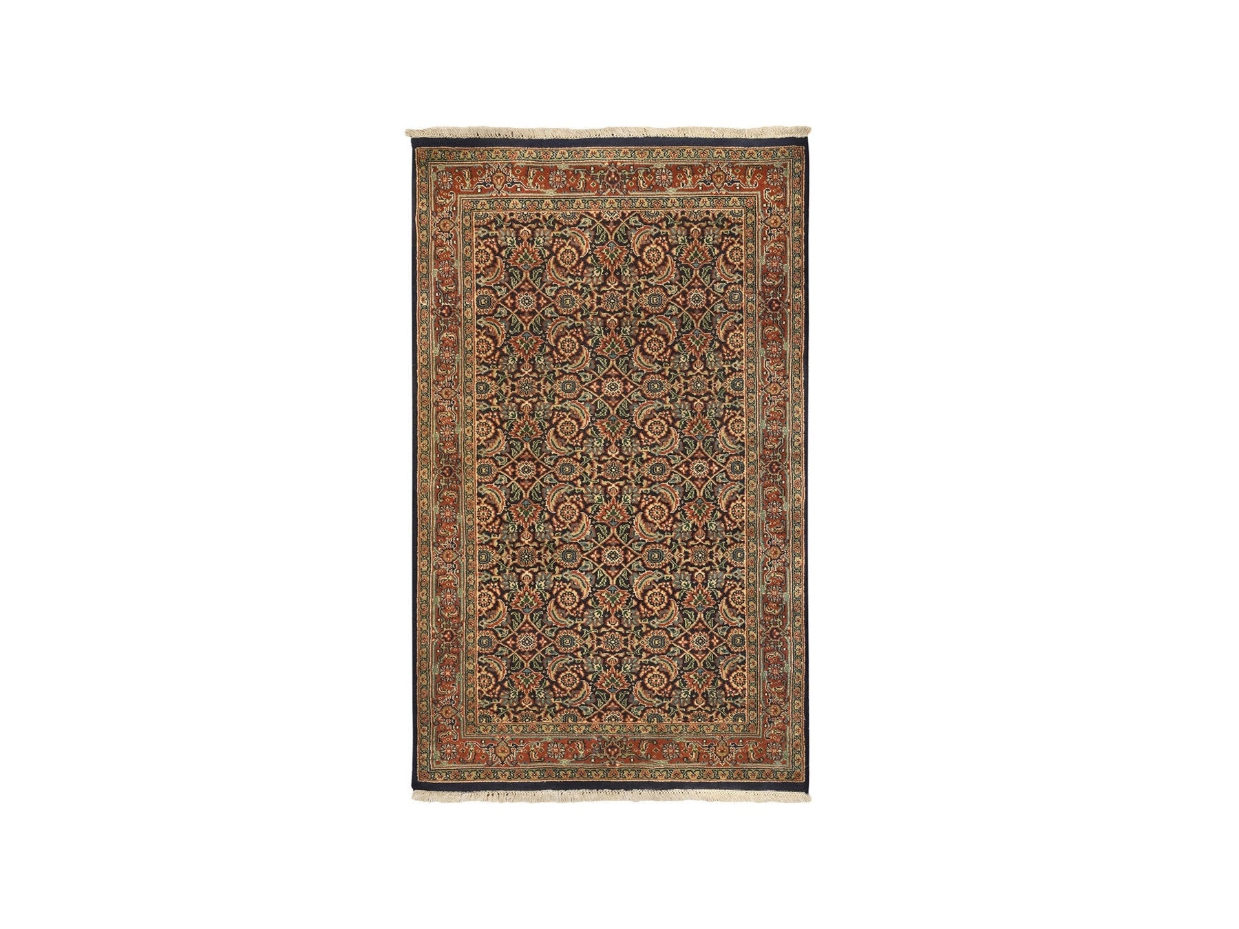 Herati Fine Oriental hand-knotted wool rug in Black & Red, 3'1" x 5'2" — SKU O062979