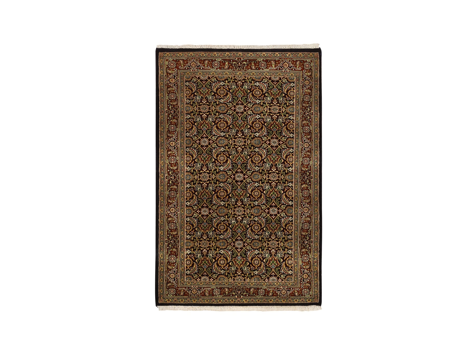Herati Fine Oriental hand-knotted wool rug in Black & Red, 3'2" x 5' — SKU O062980