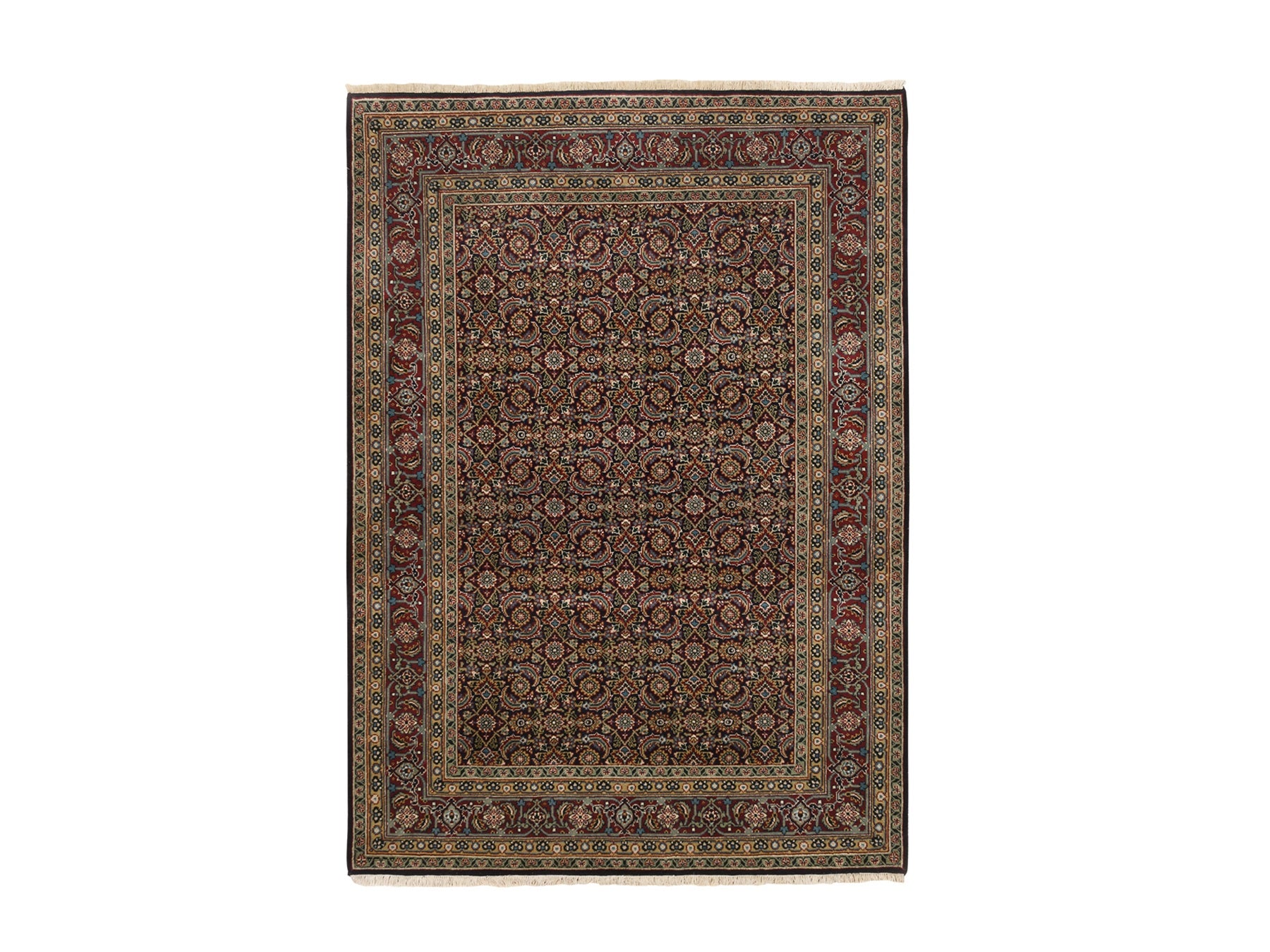 Herati Fine Oriental hand-knotted wool rug in Black & Red, 5'2" x 7'4" — SKU O062995