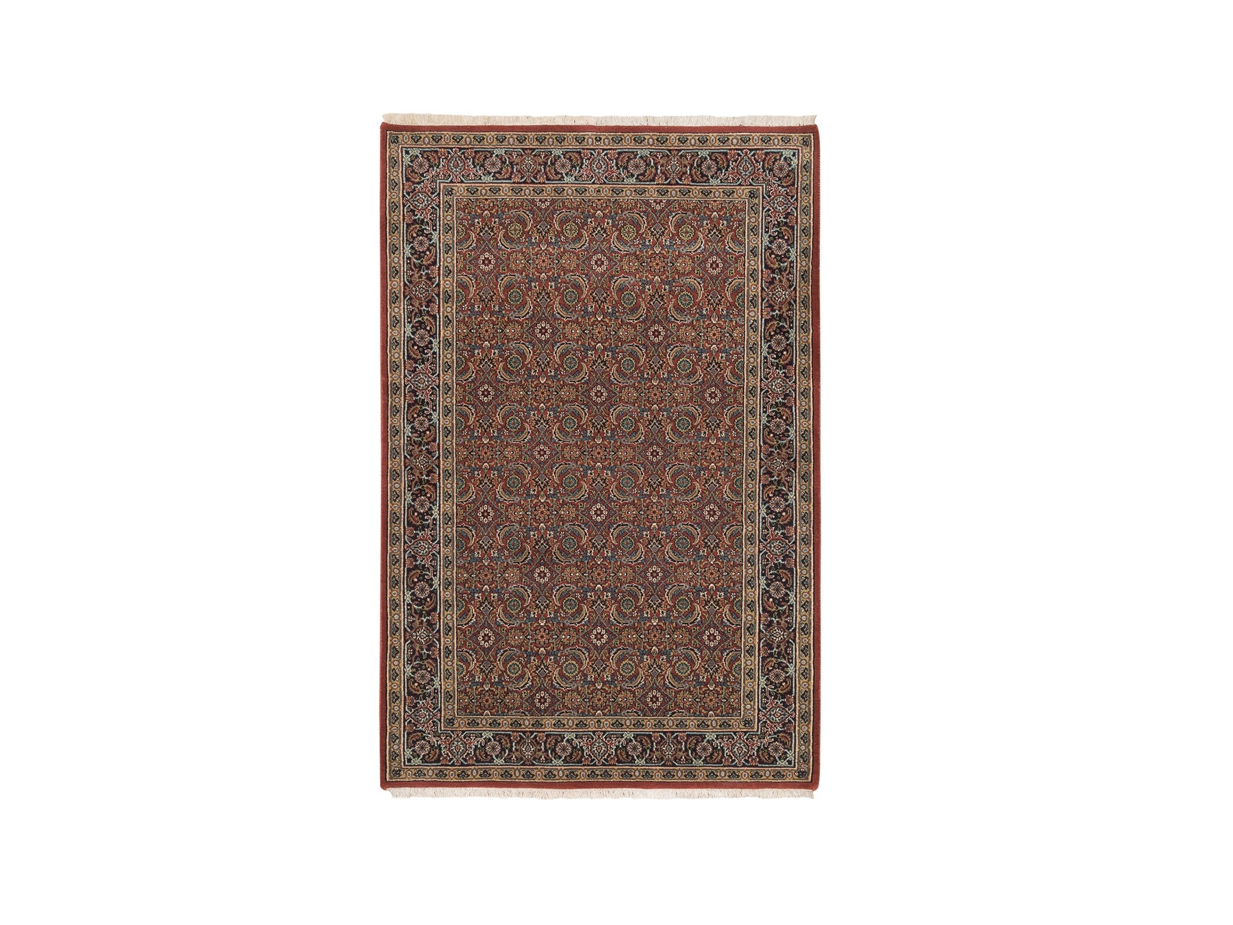 Herati Fine Oriental hand-knotted wool rug in Red & Midnight Blue, 4' x 6'3" — SKU O062997