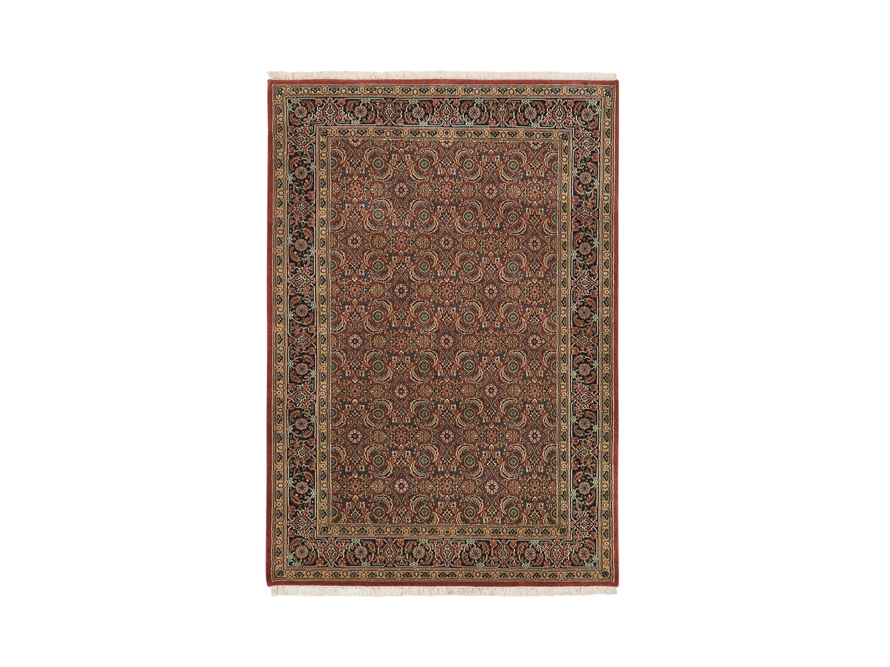 Herati Fine Oriental hand-knotted wool rug in Red & Midnight Blue, 4'1" x 6'1" — SKU O062998