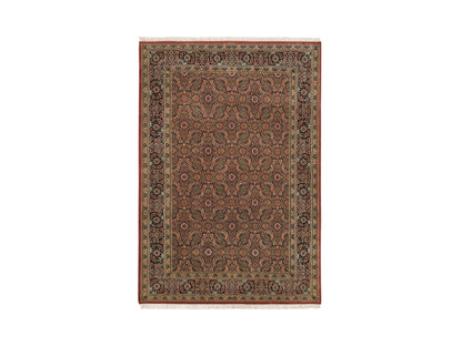Herati Fine Oriental hand-knotted wool rug in Red & Midnight Blue, 4'1" x 6'1" — SKU O062998