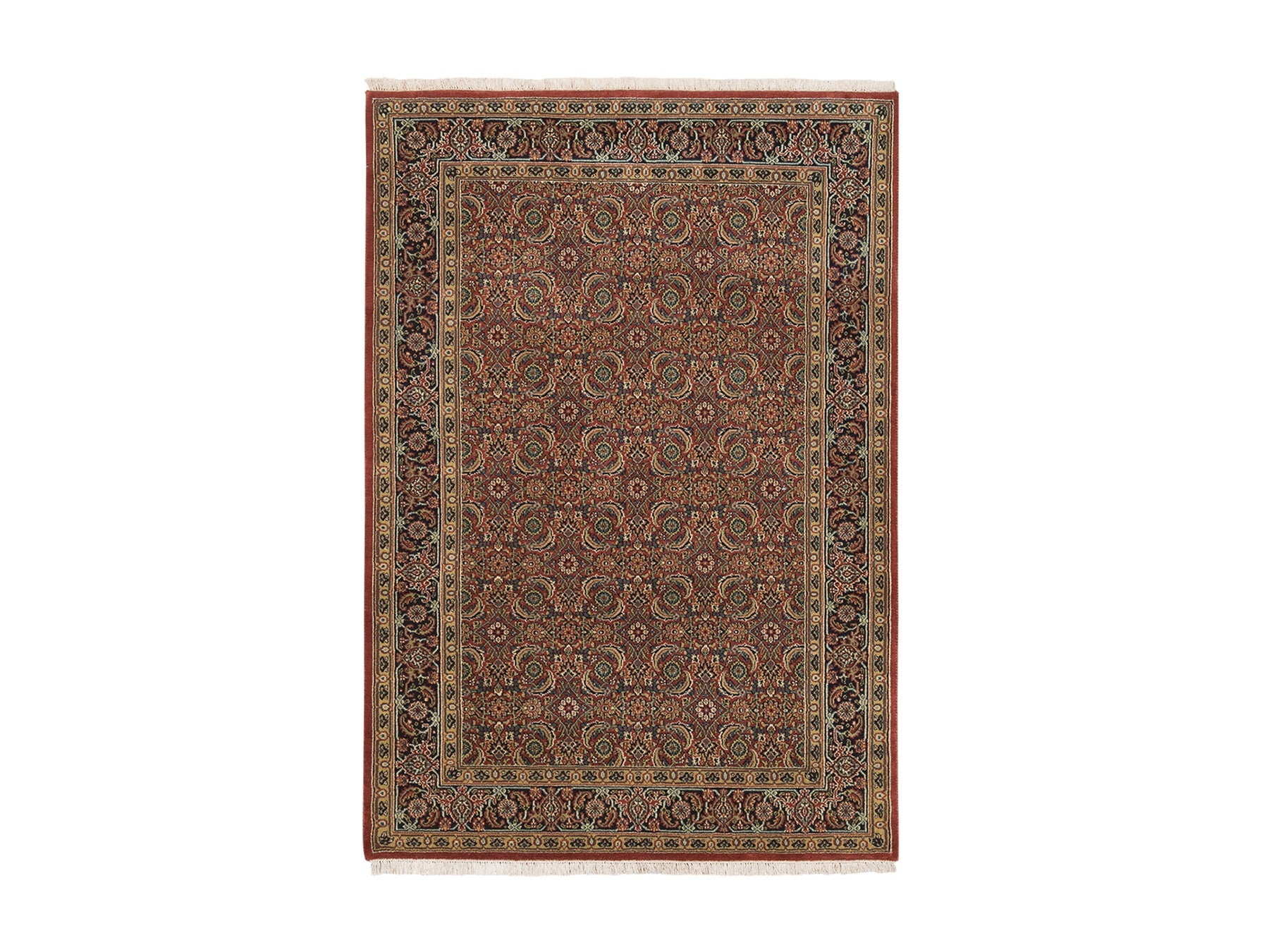 Herati Fine Oriental hand-knotted wool rug in Red & Midnight Blue, 4'1" x 6'2" — SKU O062999