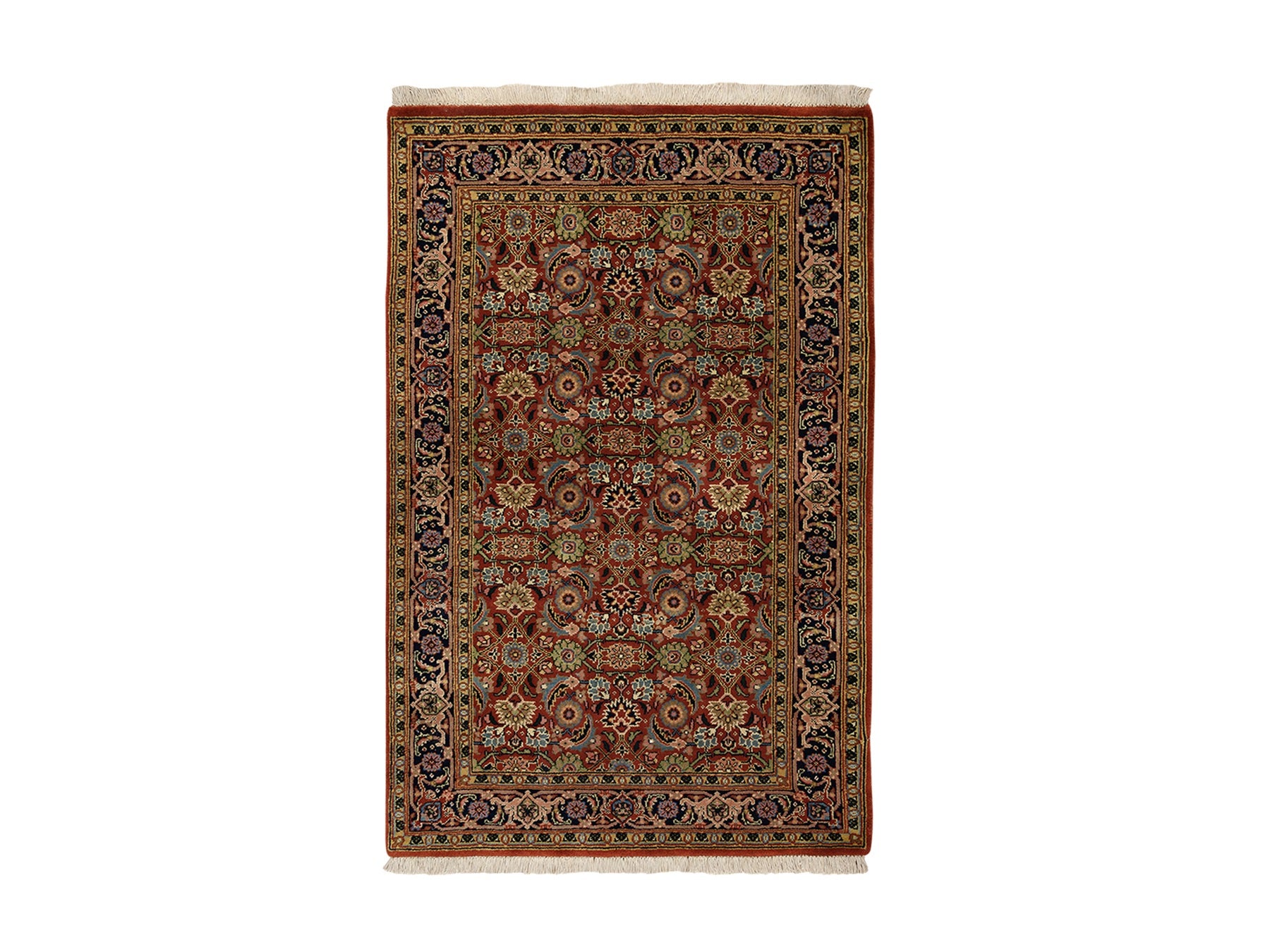 Herati Fine Oriental hand-knotted wool rug in Red & Midnight Blue, 2'7" x 4' — SKU O063003