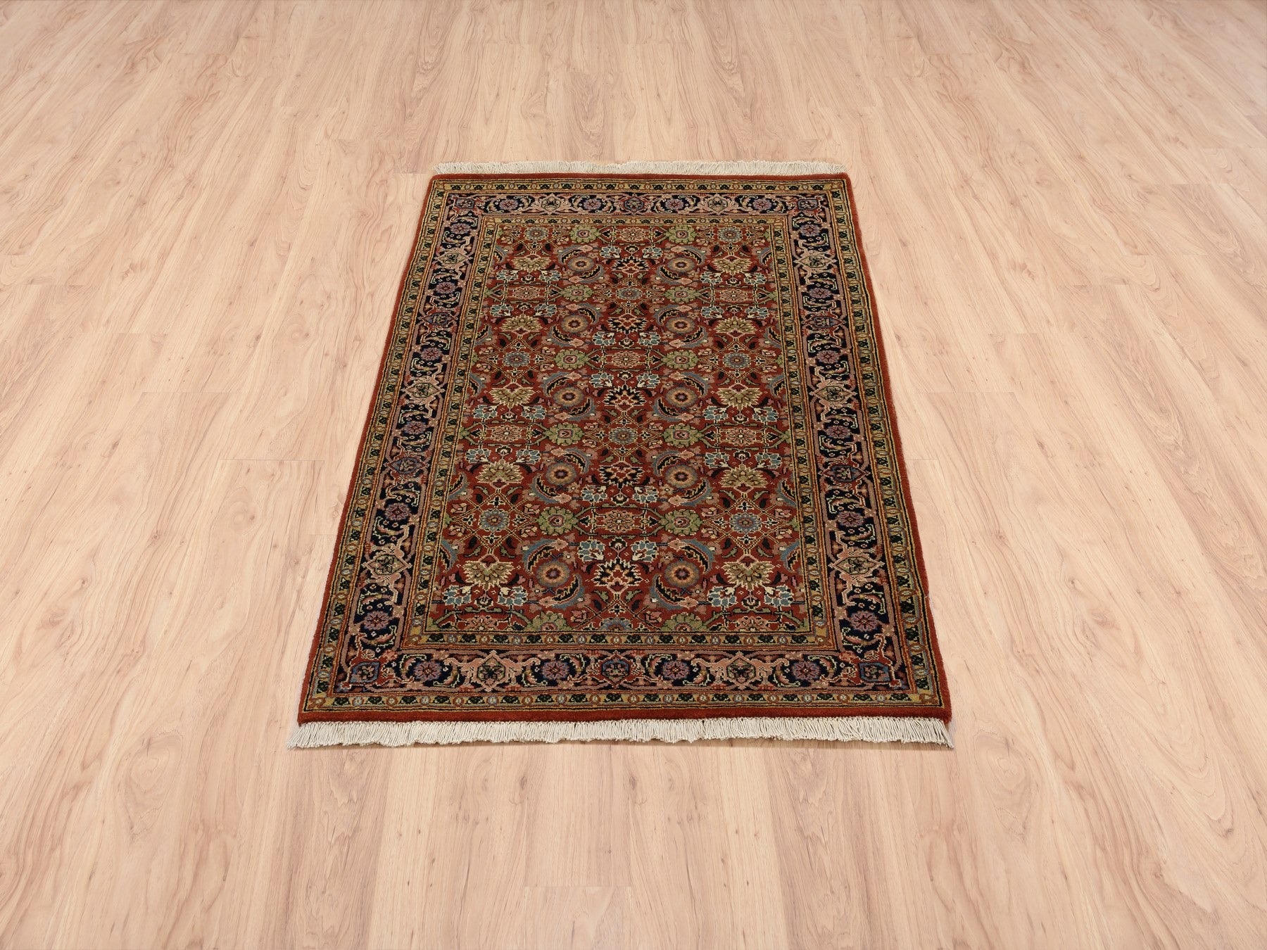 Herati Fine Oriental hand-knotted wool rug in Red & Midnight Blue, 2'7" x 4' — SKU O063003 (view 2)