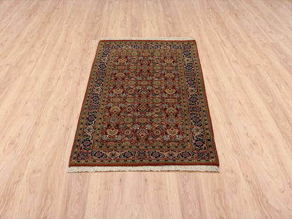 Red 2'7" x 4'0" Traditional Hand knotted Wool Rug - Sku: O063003