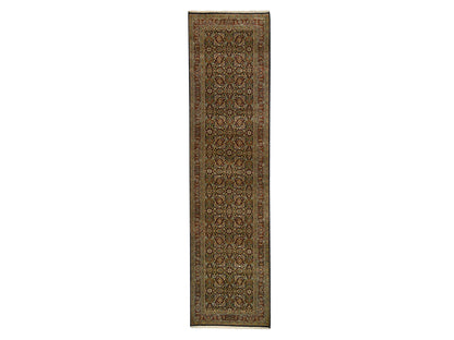 Herati Fine Oriental hand-knotted wool runner in Black & Midnight Blue, 2'6" x 10' — SKU O063006
