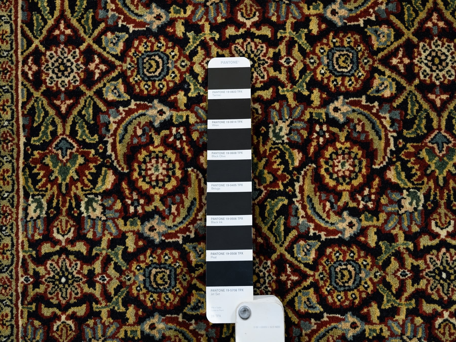 Herati Fine Oriental hand-knotted wool runner in Black & Midnight Blue, 2'6" x 10' — SKU O063006 (view 4)