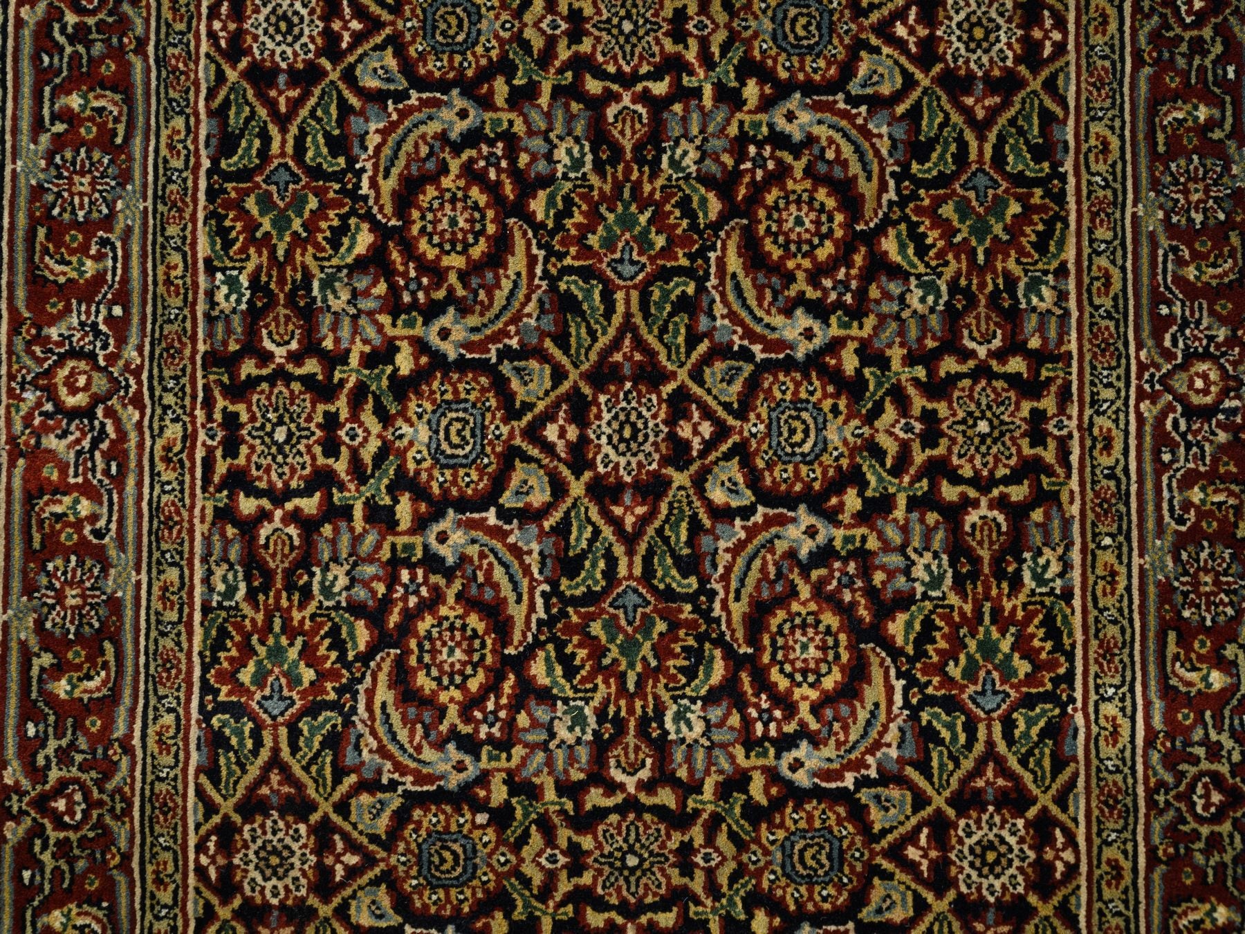 Herati Fine Oriental hand-knotted wool runner in Black & Midnight Blue, 2'6" x 10' — SKU O063006 (view 5)