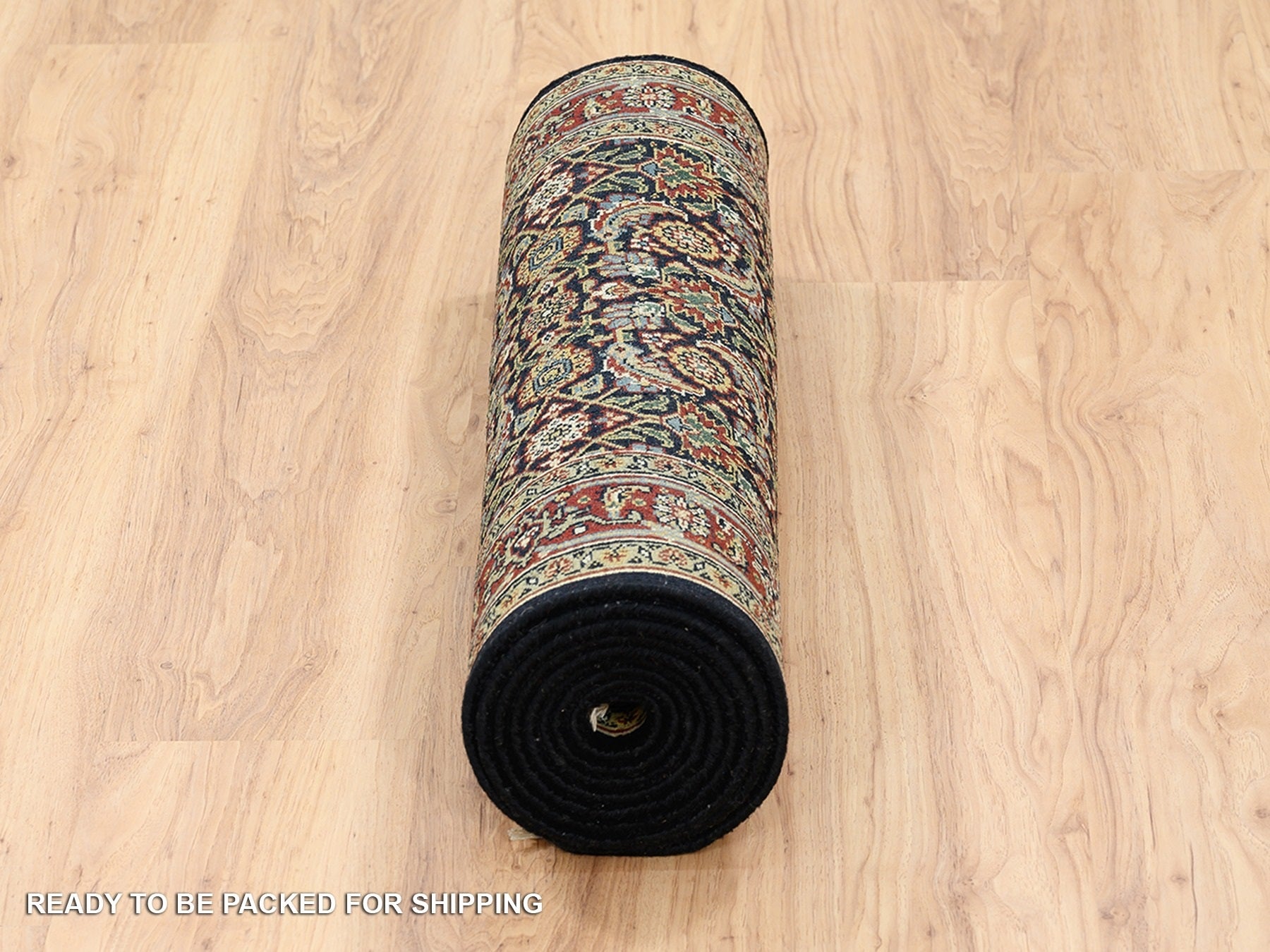Herati Fine Oriental hand-knotted wool runner in Black & Midnight Blue, 2'6" x 10' — SKU O063006 (view 6)