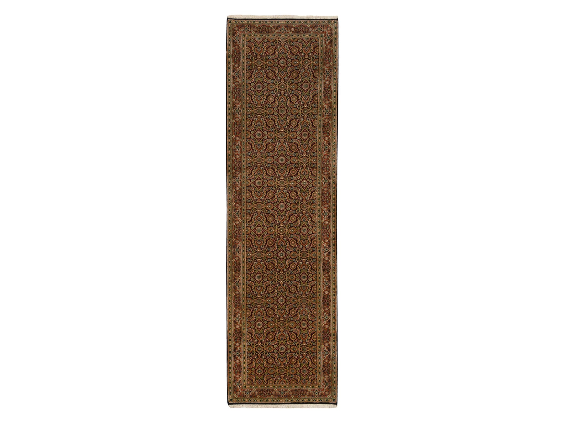Black 2'8" x 9'9" Traditional Hand knotted Wool Rug - Sku: O063011