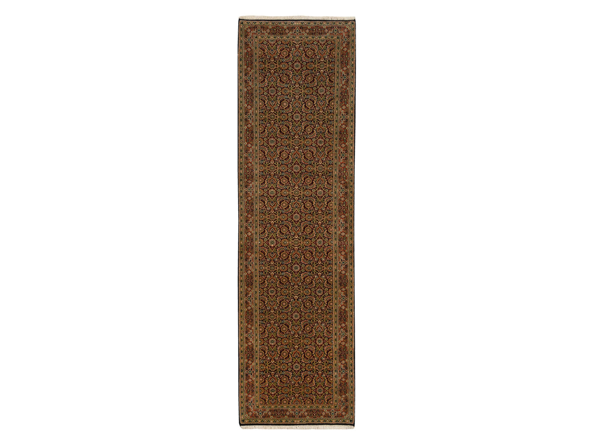Herati Fine Oriental hand-knotted wool runner in Black & Red, 2'8" x 9'9" — SKU O063011