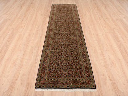 Herati Fine Oriental hand-knotted wool runner in Black & Red, 2'8" x 9'9" — SKU O063011 (view 2)