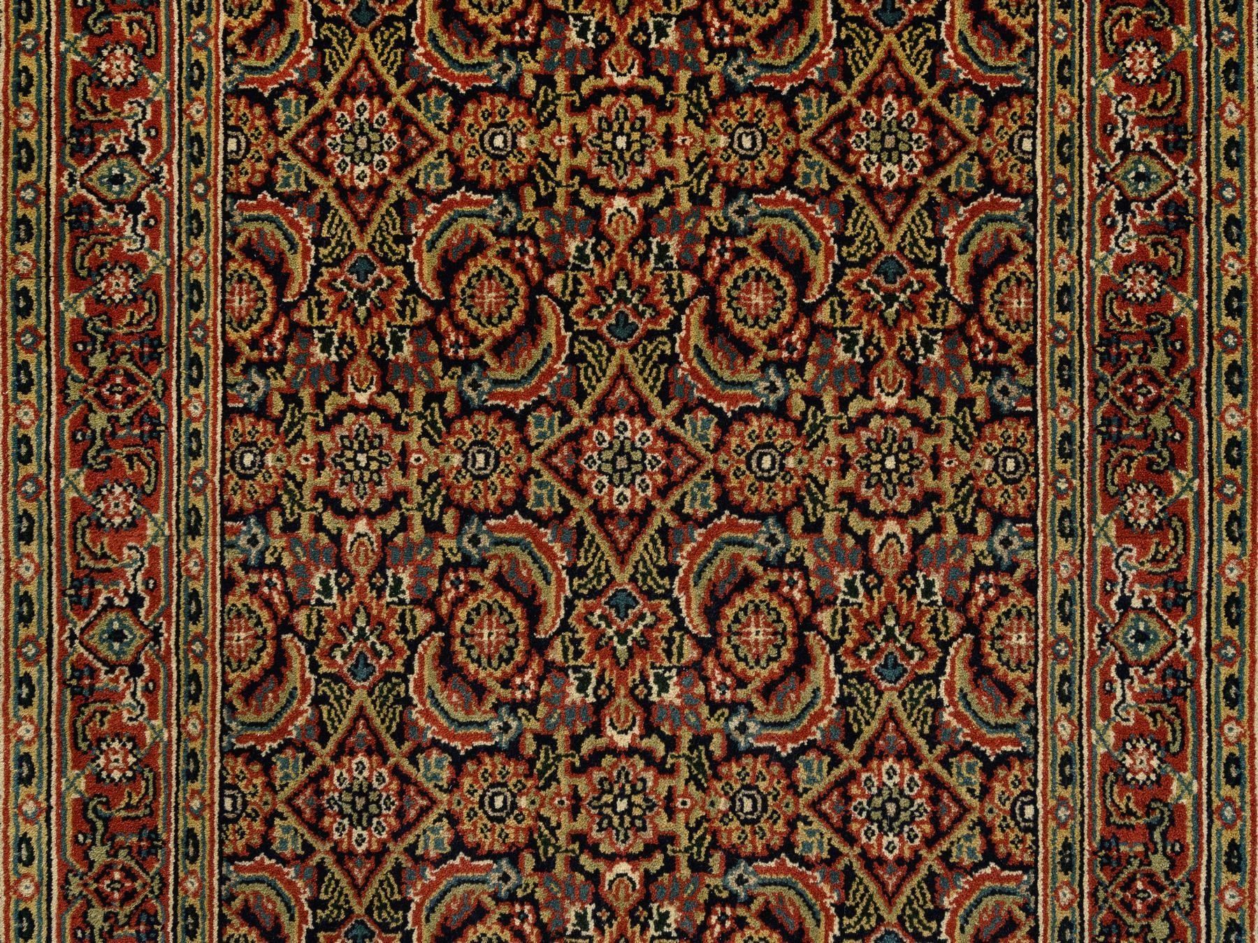Herati Fine Oriental hand-knotted wool runner in Black & Red, 2'8" x 9'9" — SKU O063011 (view 5)