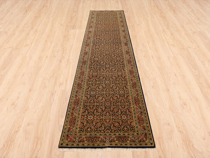 Herati Fine Oriental hand-knotted wool runner in Black & Red, 2'9" x 12'4" — SKU O063023 (view 2)