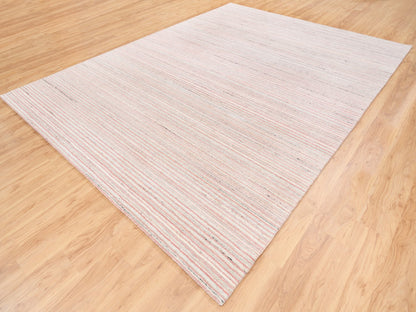 Pink 9'0" x 12'0" Modern / Contemporary Handloom Wool Rug - Sku: O063039