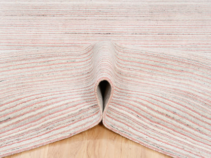 Pink 9'0" x 12'0" Modern / Contemporary Handloom Wool Rug - Sku: O063039