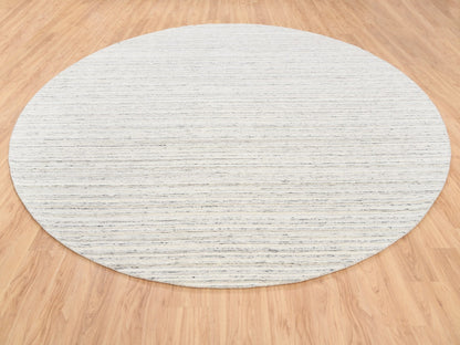Grey 11'10" x 11'9" Modern / Contemporary Handloom Wool Rug - Sku: O063041