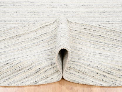 Grey 11'10" x 11'9" Modern / Contemporary Handloom Wool Rug - Sku: O063041