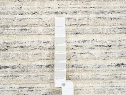 Grey 11'10" x 11'9" Modern / Contemporary Handloom Wool Rug - Sku: O063041