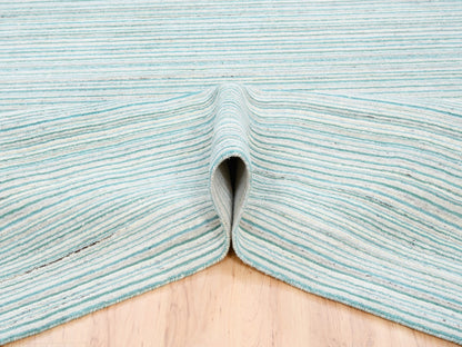 Modern / Contemporary hand-knotted wool rug in Green, 9'1" x 12' — SKU O063043 (view 5)