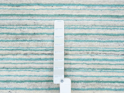Modern / Contemporary hand-knotted wool rug in Green, 9'1" x 12' — SKU O063043 (view 7)
