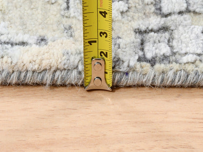 Grey 4'1" x 9'9" Modern / Contemporary Hand knotted Wool/Silk Rug - Sku: O063062