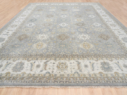 Grey 14'0" x 16'0" Traditional Hand knotted Wool Rug - Sku: O063068