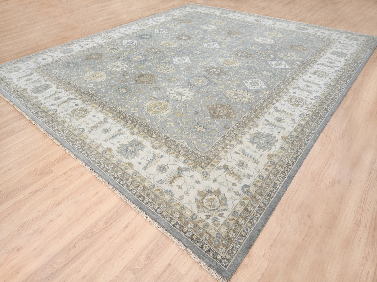 Heriz hand-knotted wool rug in Gray & Ivory, 14' x 16' — SKU O063068 (view 3)