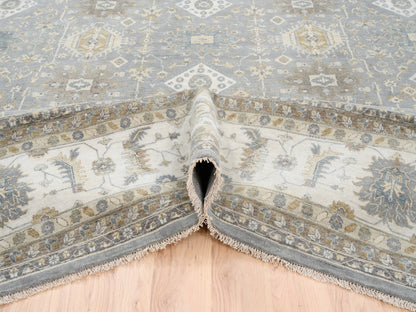 Grey 14'0" x 16'0" Traditional Hand knotted Wool Rug - Sku: O063068