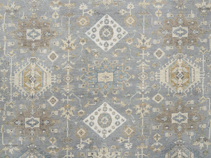 Heriz hand-knotted wool rug in Gray & Ivory, 14' x 16' — SKU O063068 (view 8)