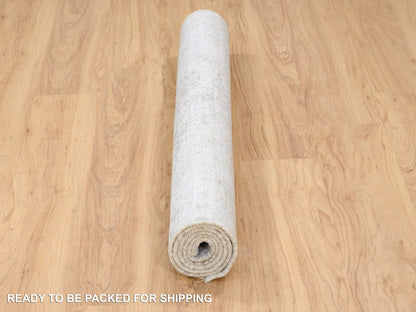 Grey 4'2" x 6'0" Transitional Hand knotted Wool/Silk Rug - Sku: O063183
