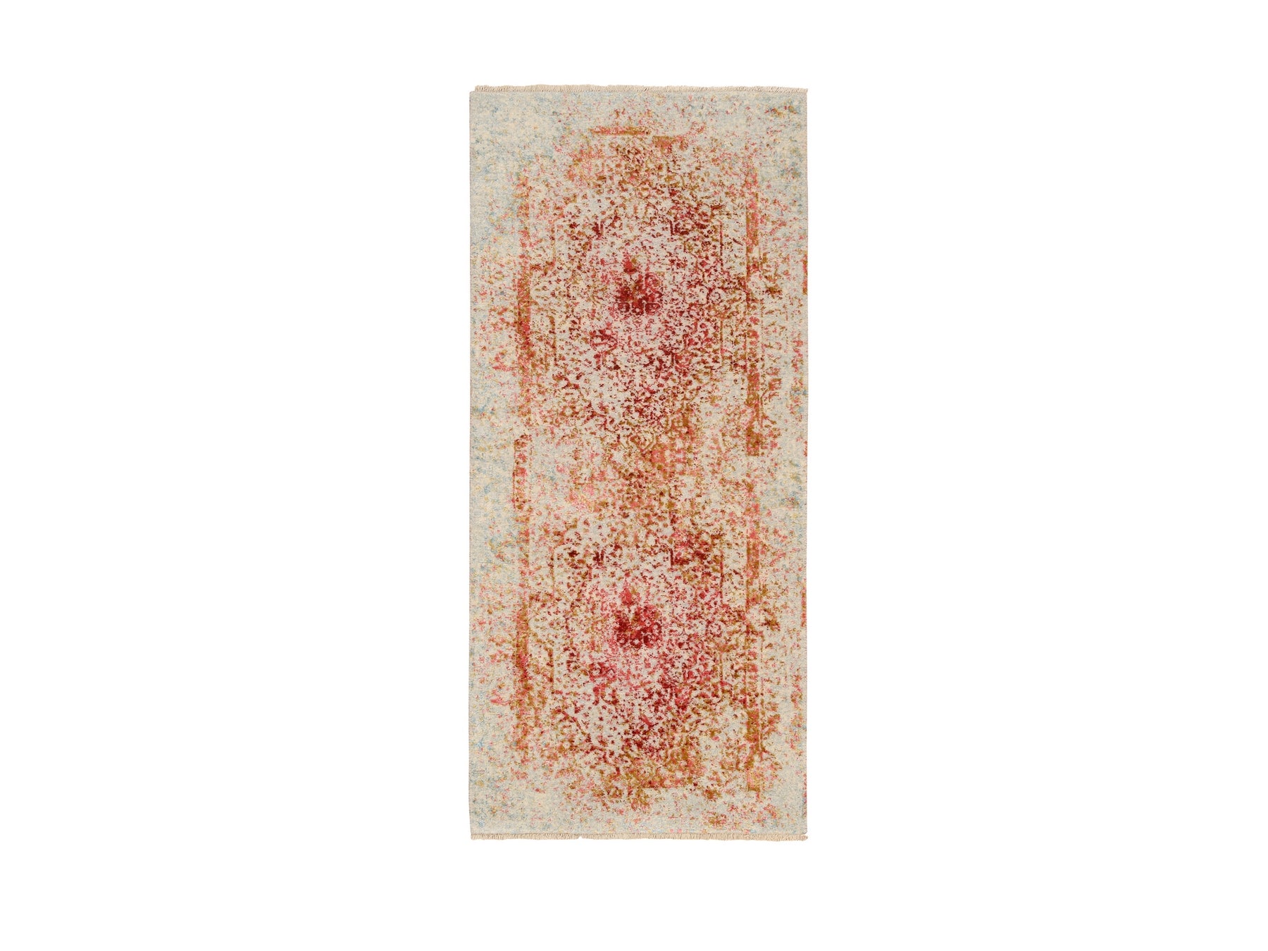 Pink 2'6" x 6'0" Modern / Contemporary Hand knotted Wool/Silk Rug - Sku: O063184