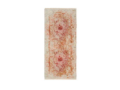 Pink 2'6" x 6'0" Modern / Contemporary Hand knotted Wool/Silk Rug - Sku: O063184